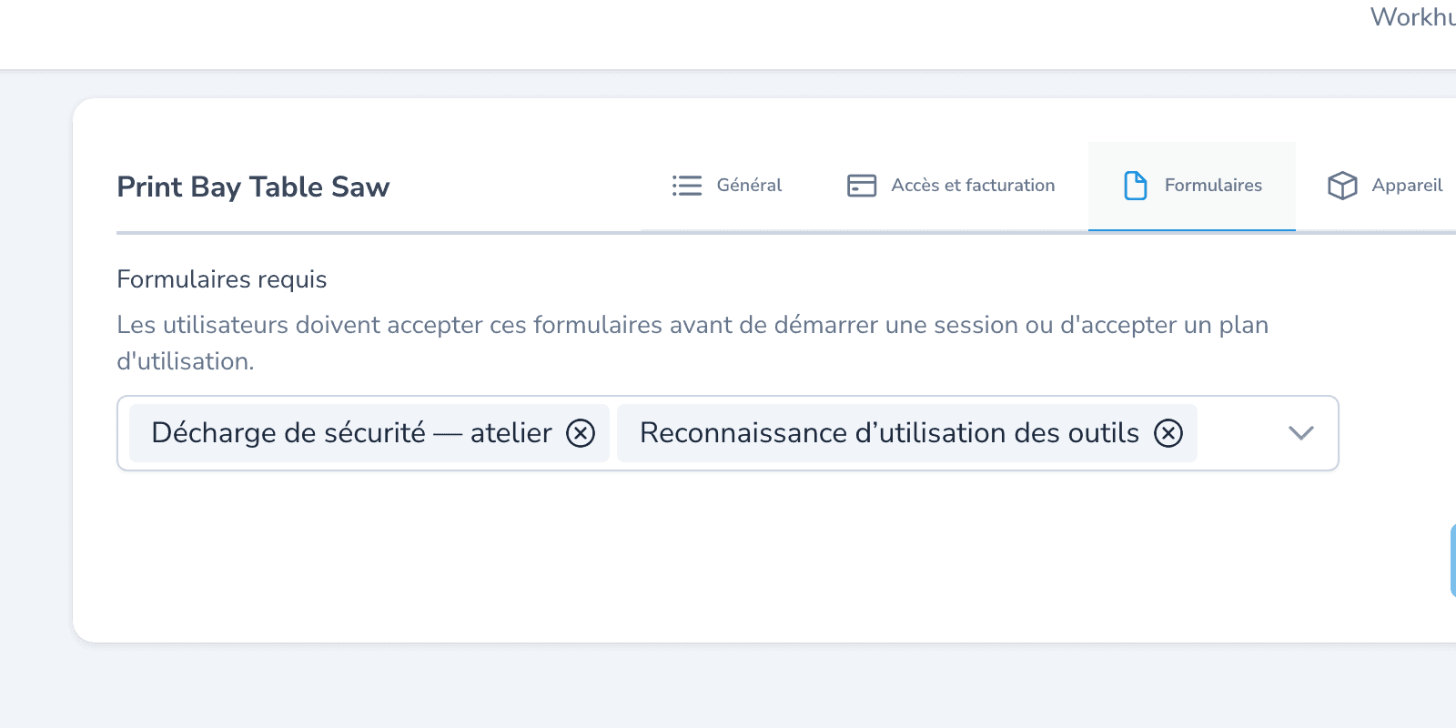 Formulaires et décharges