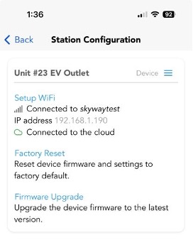Web app Station Configuration — General tab — with fields for Station Name, Organization Name, Address, Greeting Note, and a station image.